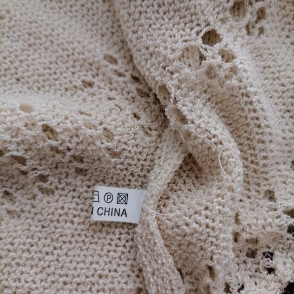 Unbranded Womens Beige Fringe Fair Isle Open Front Cardigan One Size - Picture 5 of 5